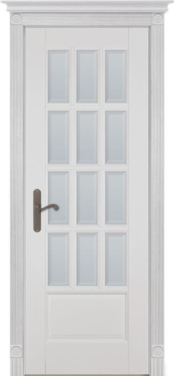 Дверь межкомнатная Грация массив эмаль белая остекленная
